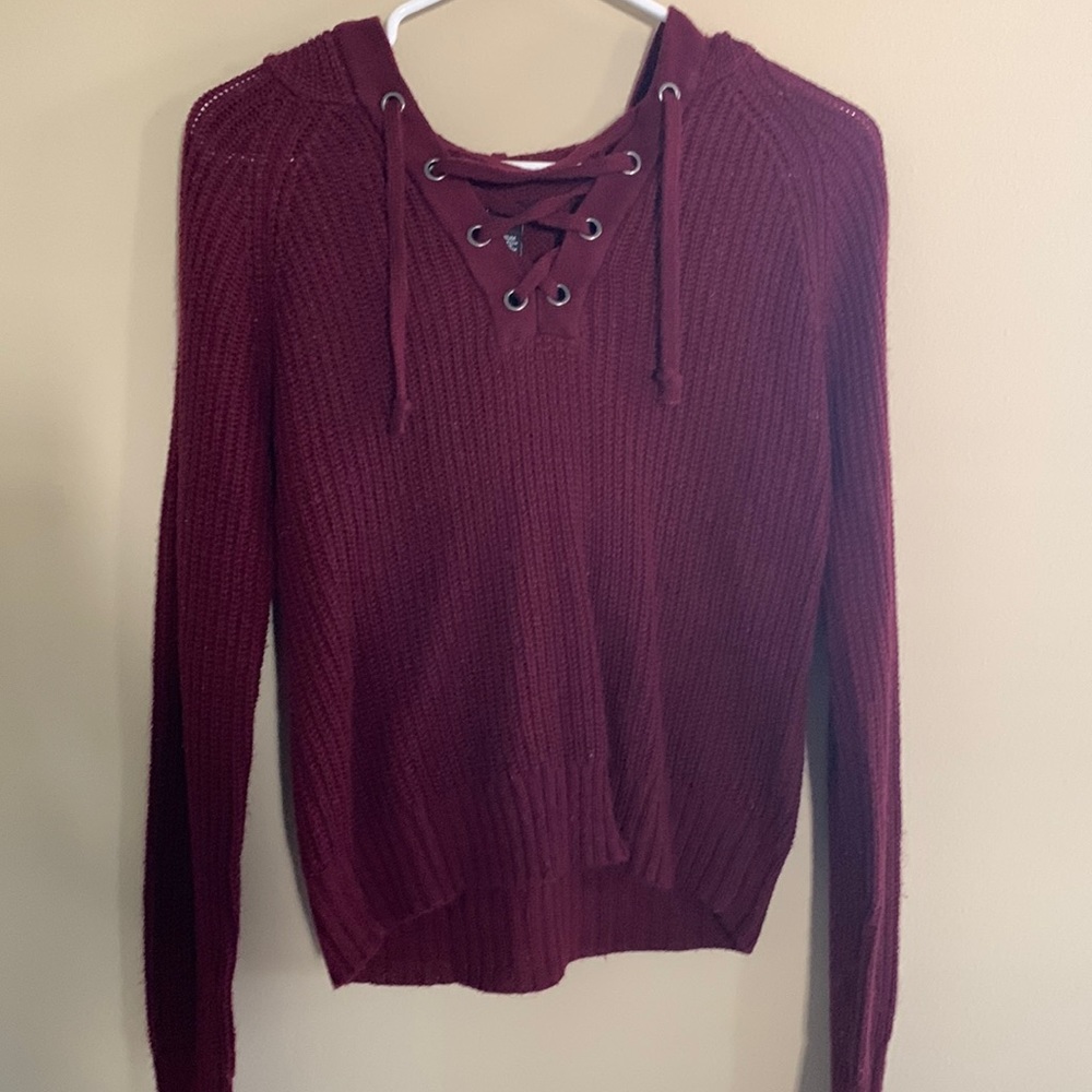Rue21 burgundy cropped sweater hoodie